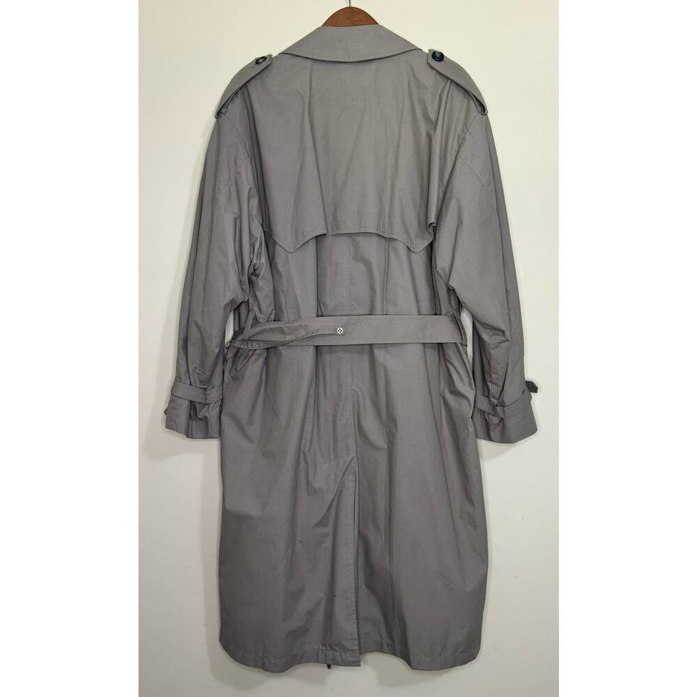 London Fog Double Breasted Trench Coat Men's Size 42 Short Belted Grayish-Tan - Picture 4 of 9